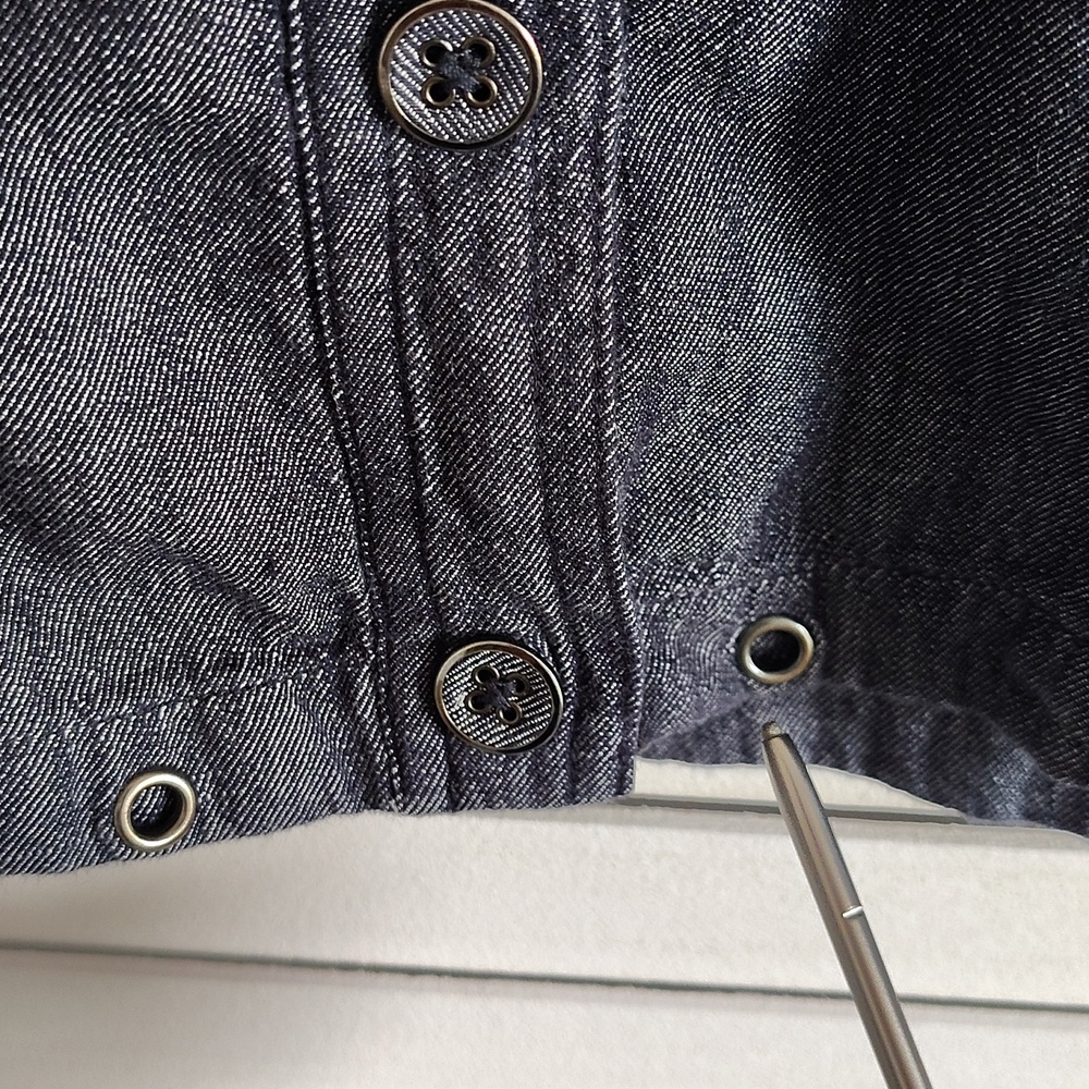 Denim Button-Up Ruffle Collar Shacket - Picture 8 of 8